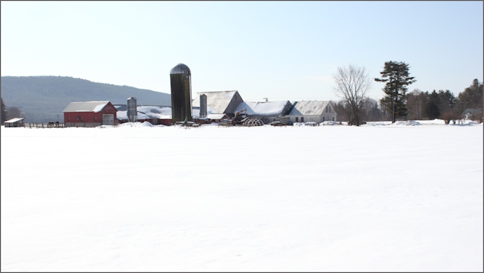 plains farm in snow